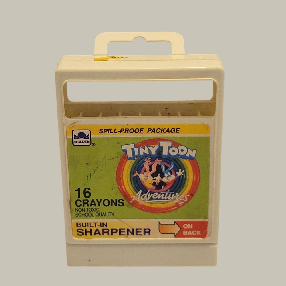 Golden Tiny Toon Adventures Crayon Set Vintage 1990 Collectible Sharpener White